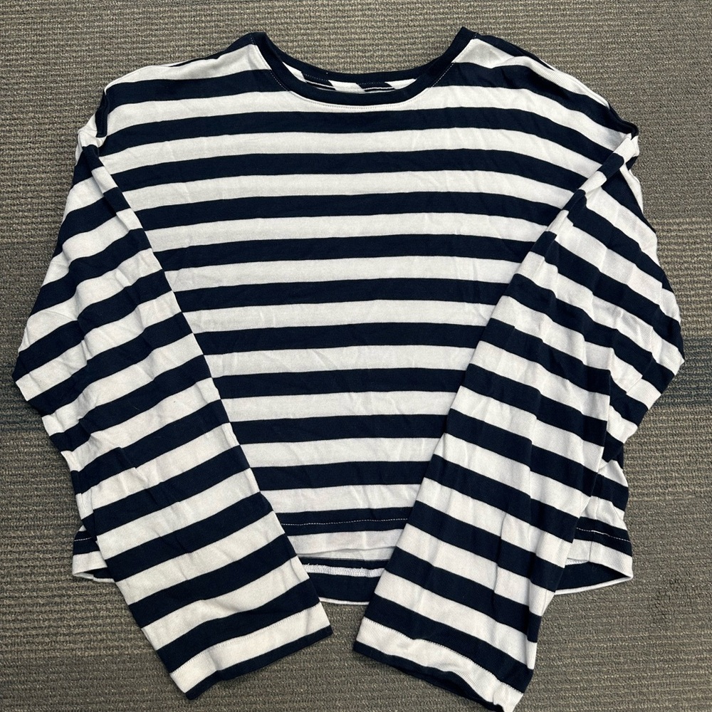 Madewell Navy and White Striped Top